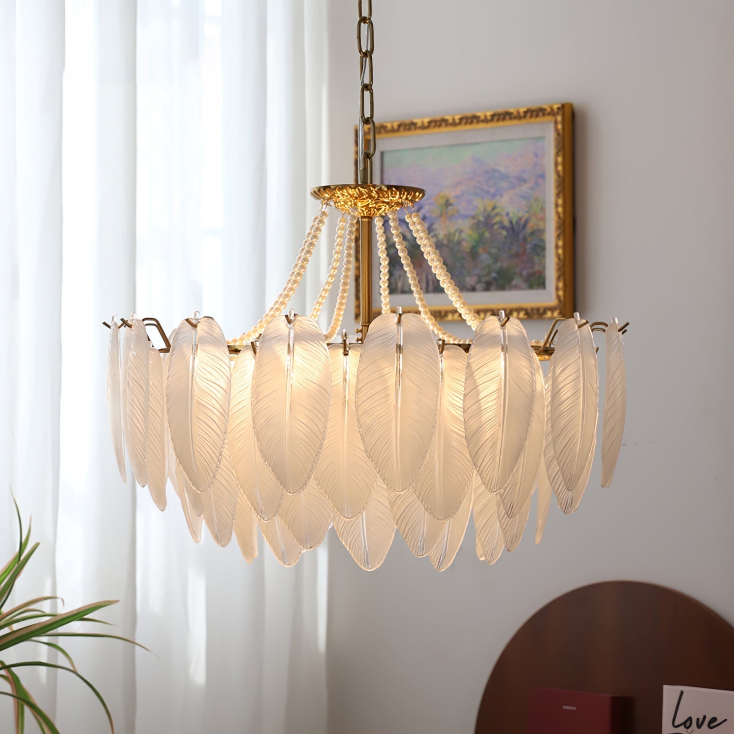 Tiered Crystal Feather Chandelier