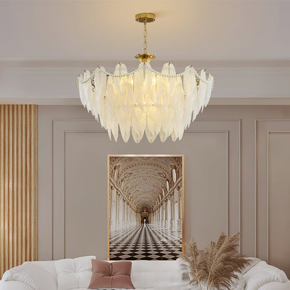 Tiered Crystal Feather Chandelier