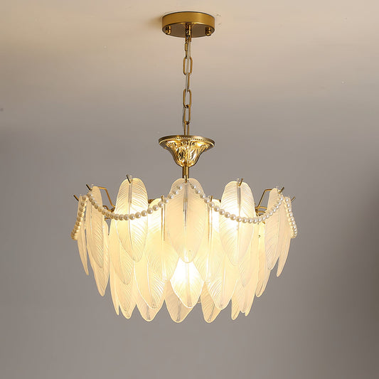 Tiered Crystal Feather Chandelier