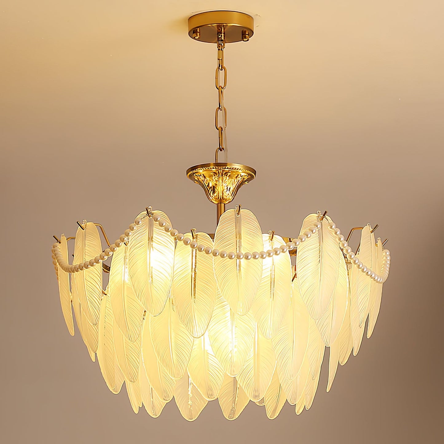 Tiered Crystal Feather Chandelier