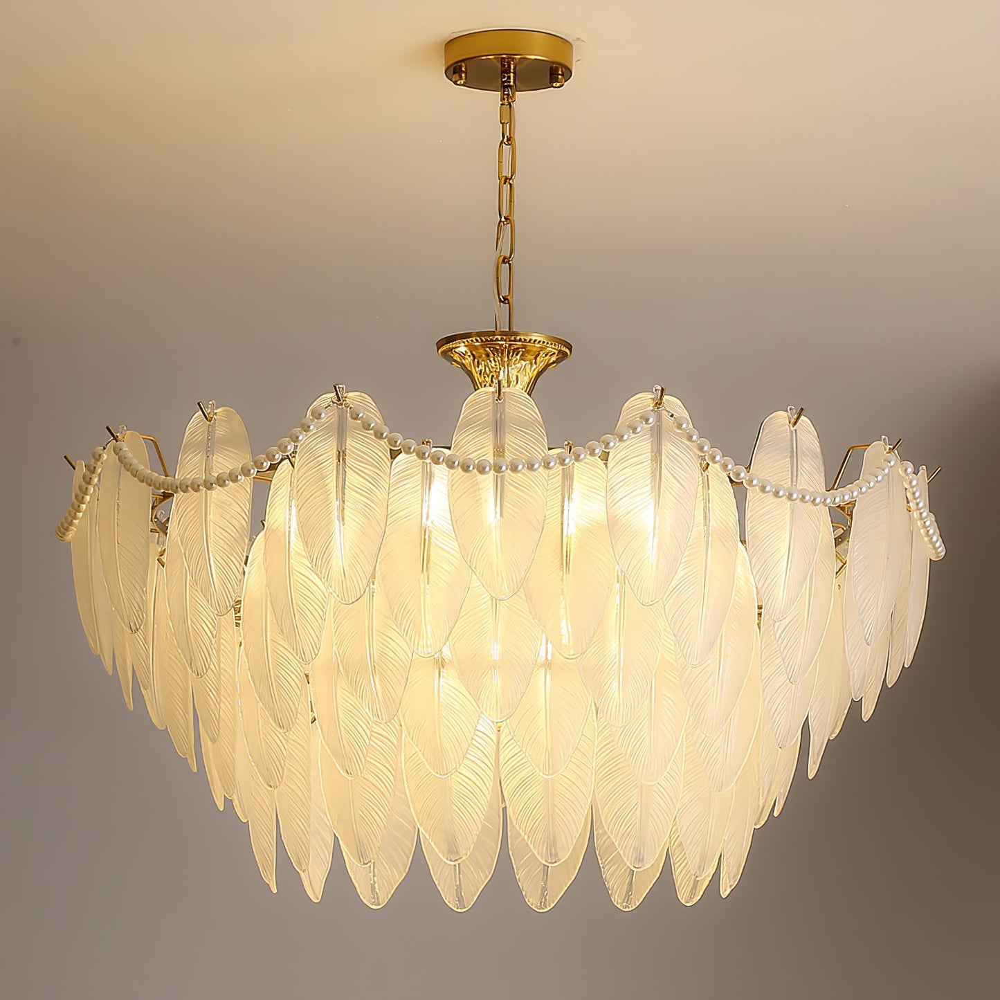 Tiered Crystal Feather Chandelier