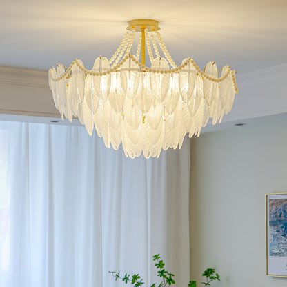 Tiered Crystal Feather Chandelier