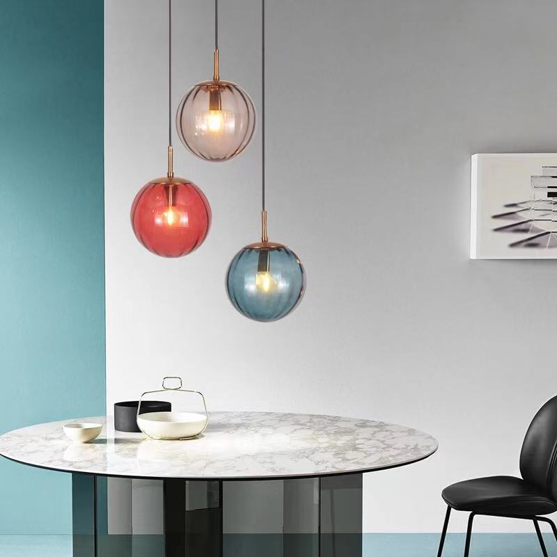 Coloured Glass Ball Pendant Lamp