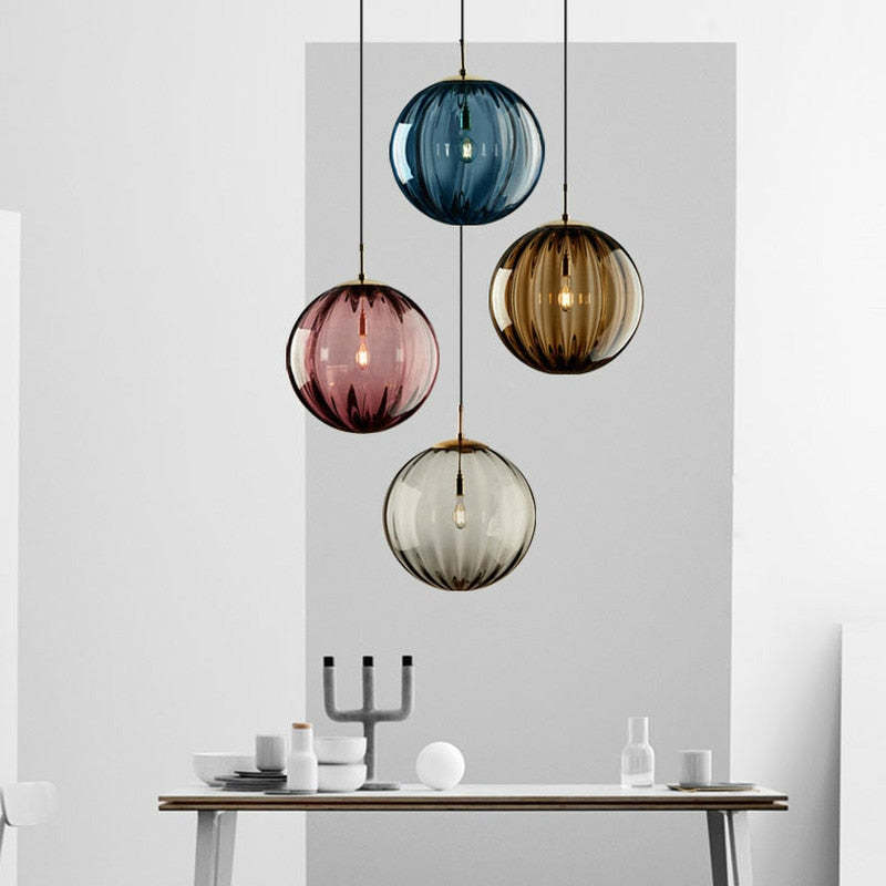Coloured Glass Ball Pendant Lamp