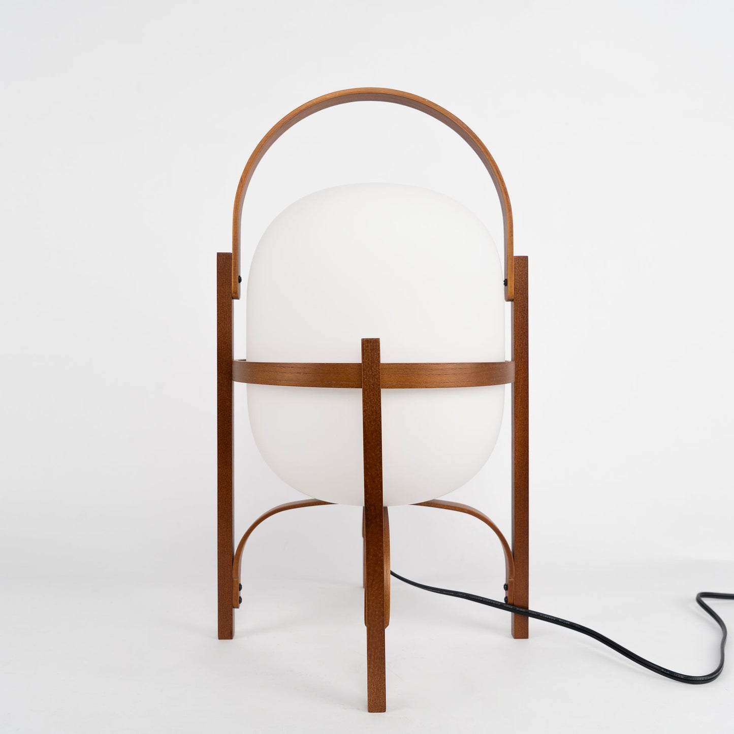 Japanese Wood Base Glass Table Lamp