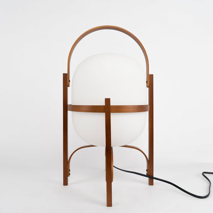 Japanese Wood Base Glass Table Lamp
