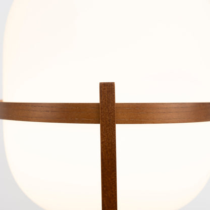 Japanese Wood Base Glass Table Lamp