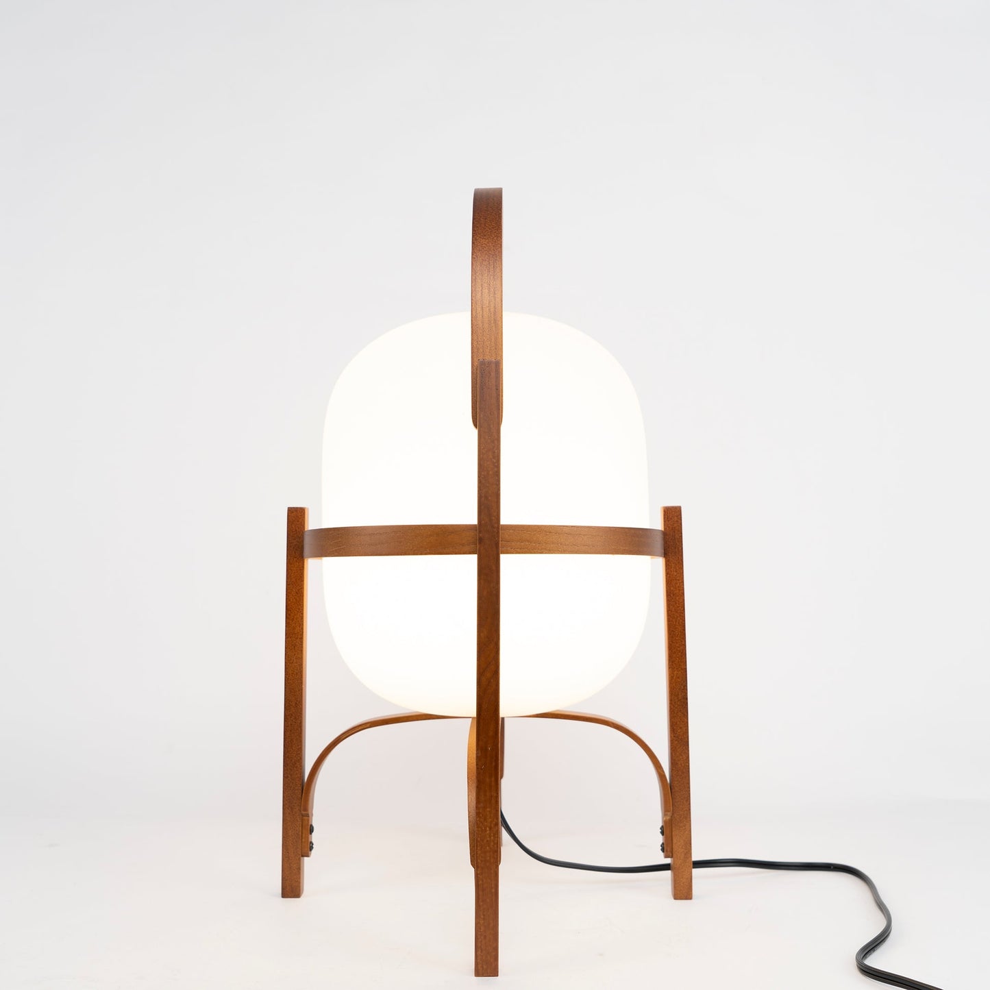 Japanese Wood Base Glass Table Lamp