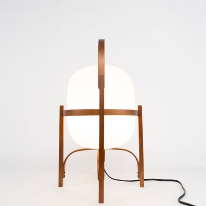 Japanese Wood Base Glass Table Lamp