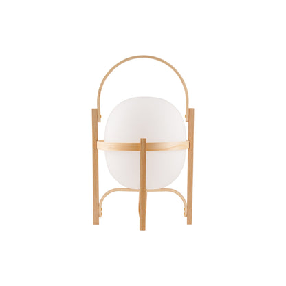 Japanese Wood Base Glass Table Lamp