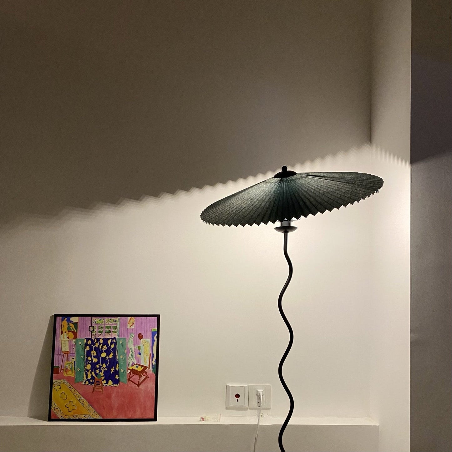 Pleated Umbrella Floor Lamp, 150cm