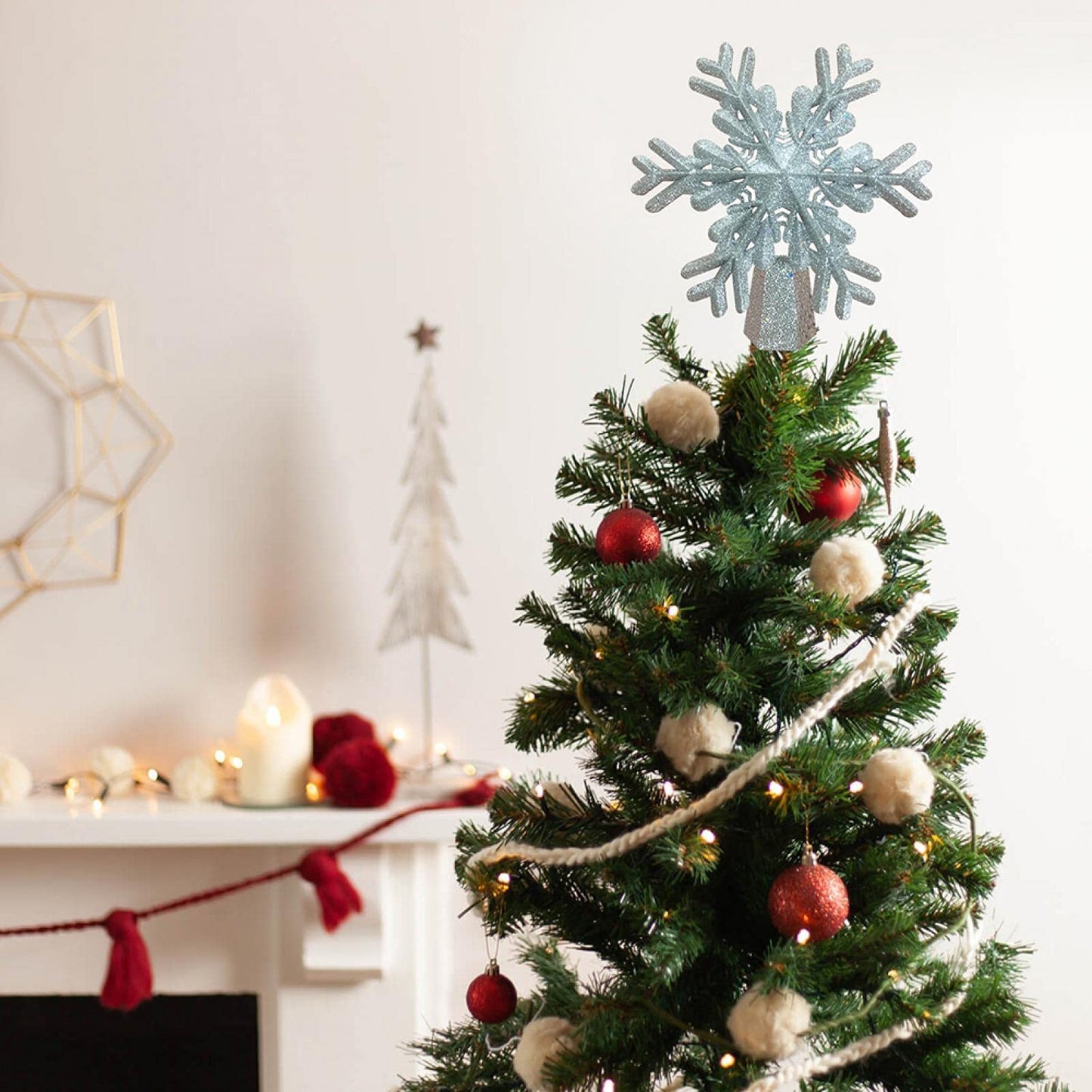 Rotating LED Snowflake Tree Topper