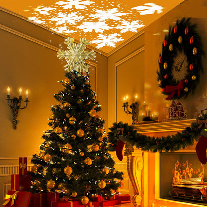 Rotating LED Snowflake Tree Topper