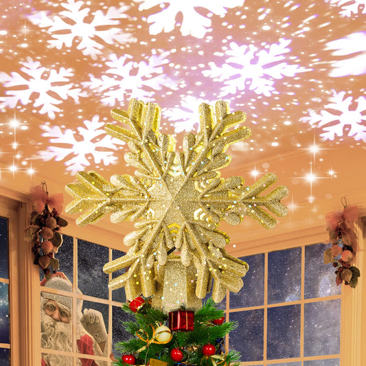 Christmas Tree Xmas Topper Lighted Snowflake LED Rotating Lamp-[Modern pendant lighting for bedroom and living space]-Demolights UK