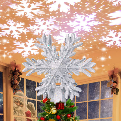 Rotating LED Snowflake Tree Topper