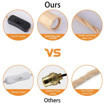 Wood and Rope Pendant Cord Kit with Switch