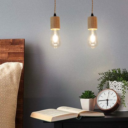 Wood and Rope Pendant Cord Kit with Switch