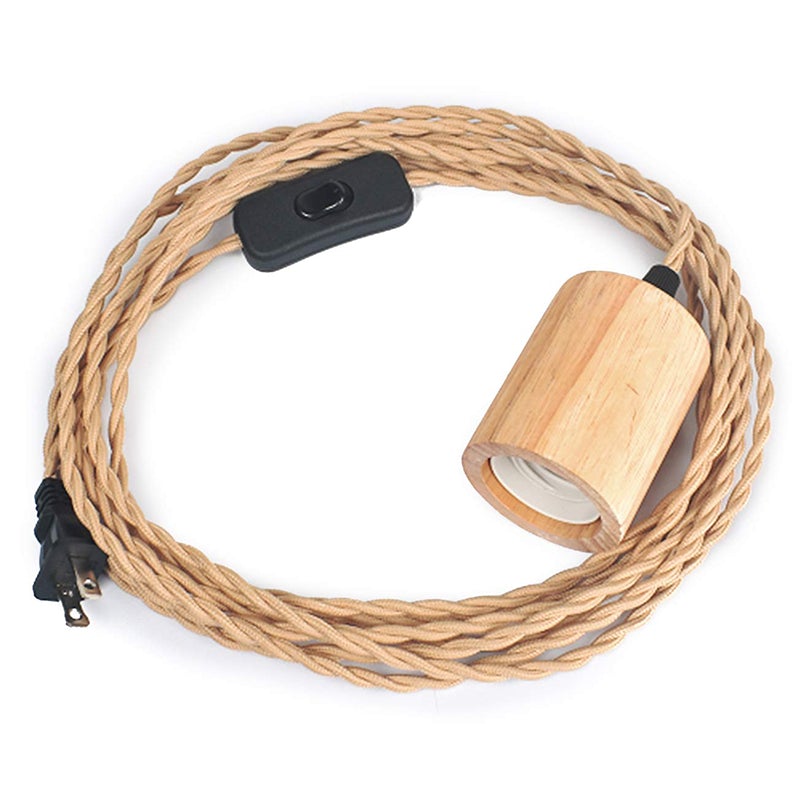 Wood and Rope Pendant Cord Kit with Switch