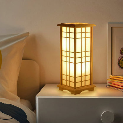 Wood and Rattan Tatami Table Lamp