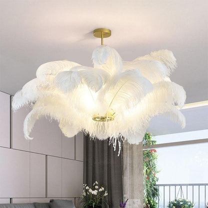 Modern Feather Home Chandelier Nordic Craft Pendant Lighting-[Modern pendant lighting for bedroom and living space]-Demolights UK