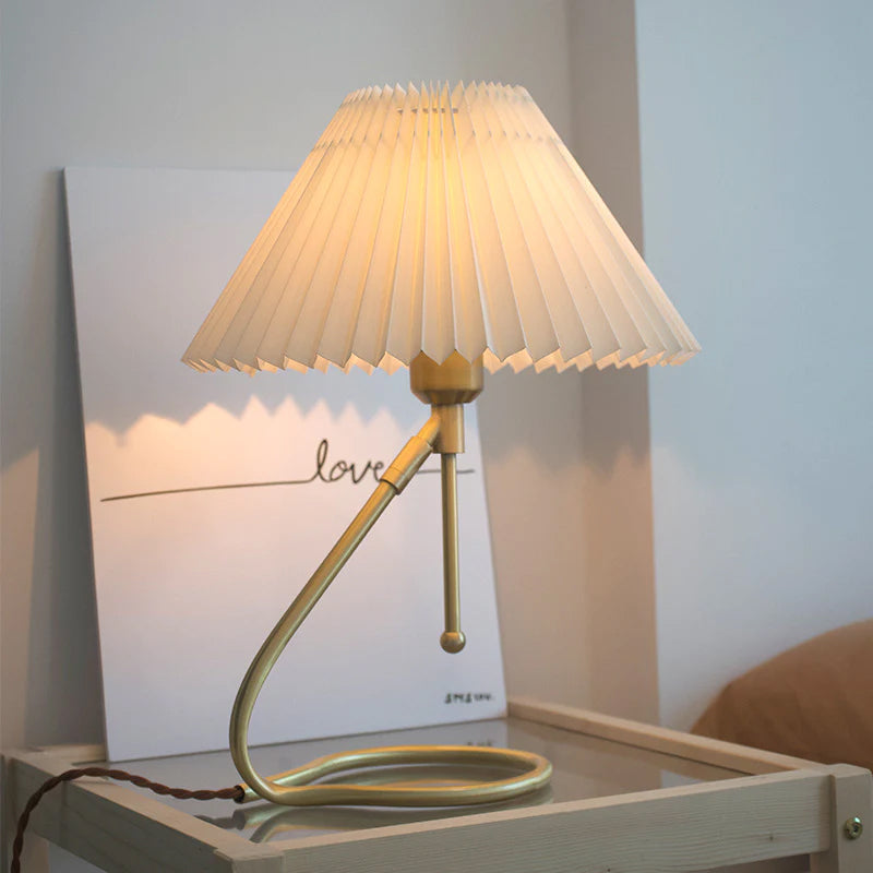 Pleated Shade Brass Table Lamp