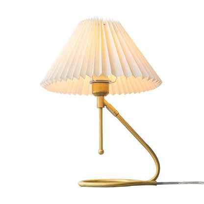 Pleated Shade Brass Table Lamp