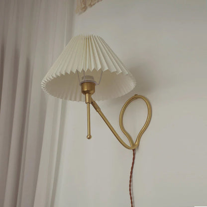 Pleated Shade Brass Table Lamp