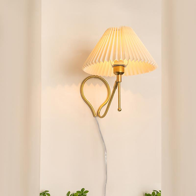 Pleated Shade Brass Table Lamp