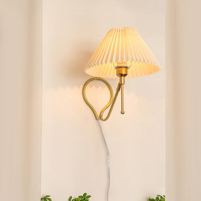 Pleated Shade Brass Table Lamp