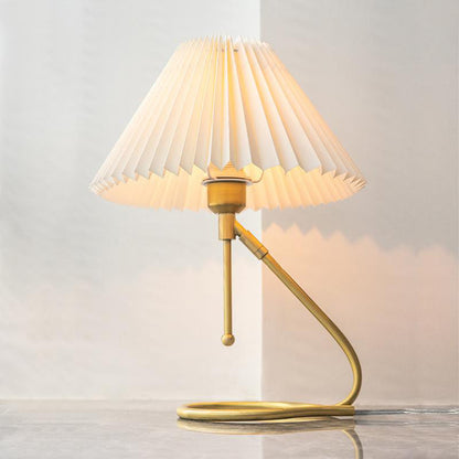 Pleated Shade Brass Table Lamp
