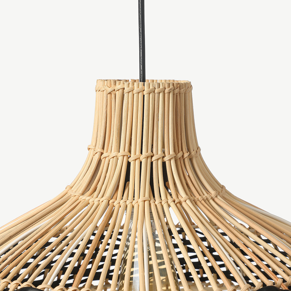 Black and White Wave Rattan Pendant