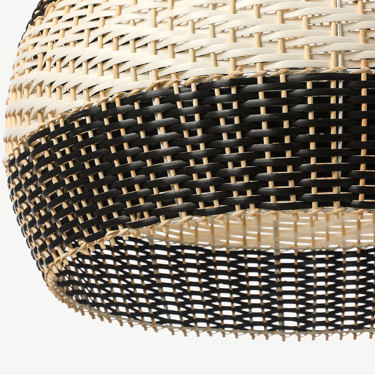 Black and White Wave Rattan Pendant