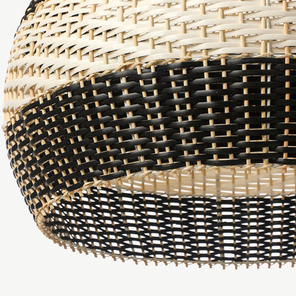 Black and White Wave Rattan Pendant
