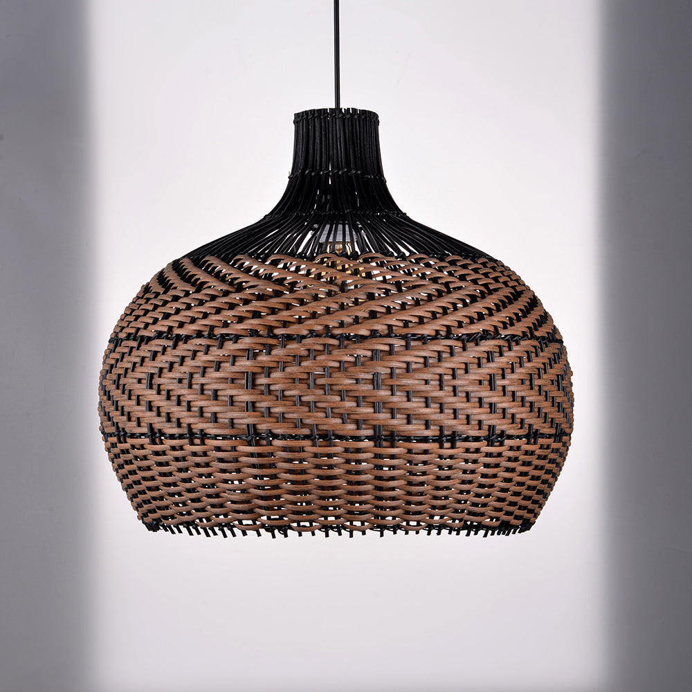 Two-Tone Black and Natural Rattan Bell