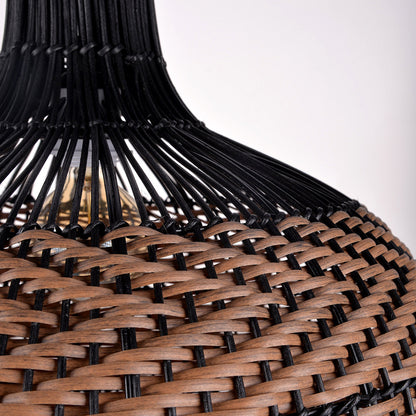 Two-Tone Black and Natural Rattan Bell