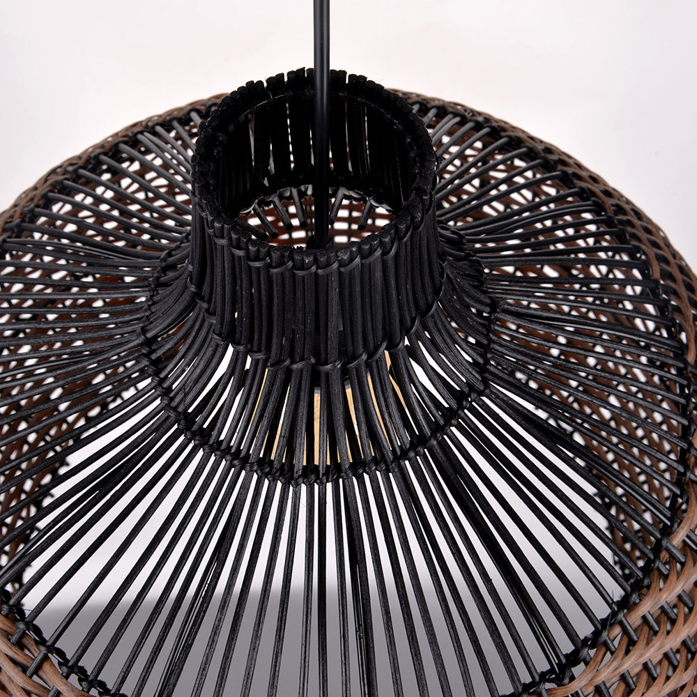 Two-Tone Black and Natural Rattan Bell