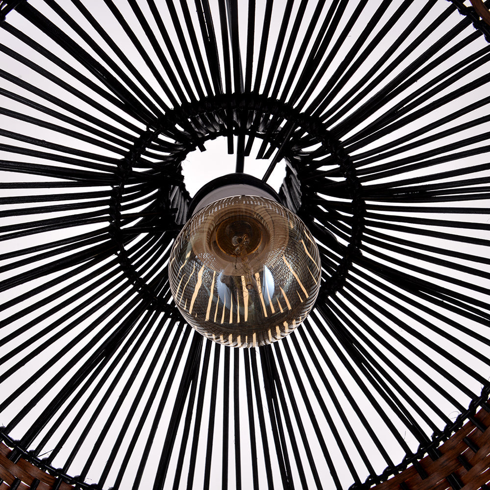 Two-Tone Black and Natural Rattan Bell