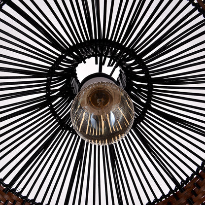 Two-Tone Black and Natural Rattan Bell