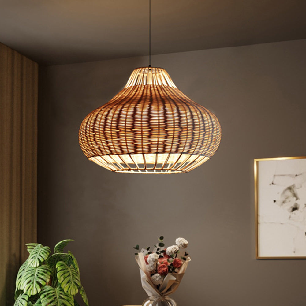 Hand-Woven Rattan Wicker Chandelier