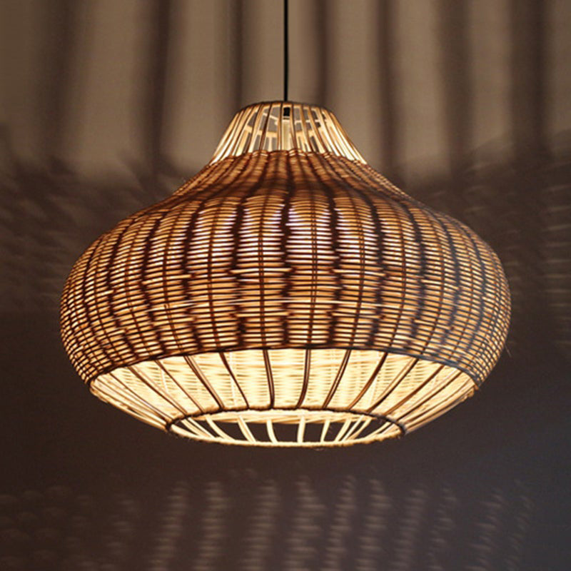 Hand-Woven Rattan Wicker Chandelier