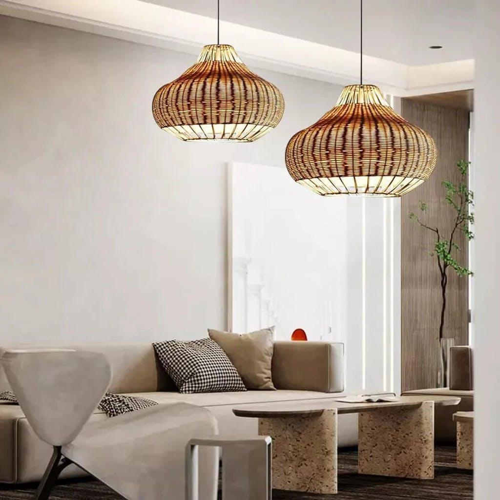 Hand-Woven Rattan Wicker Chandelier