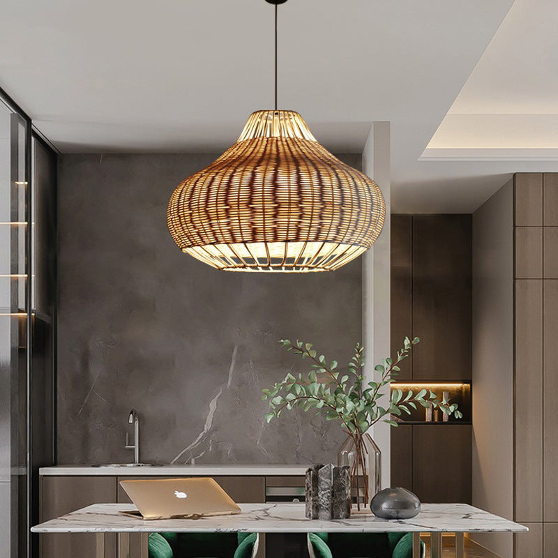 Hand-Woven Rattan Wicker Chandelier
