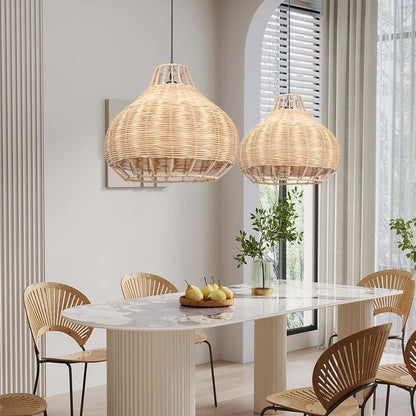 Hand-Woven Rattan Wicker Chandelier