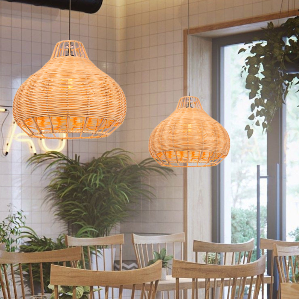 Hand-Woven Rattan Wicker Chandelier