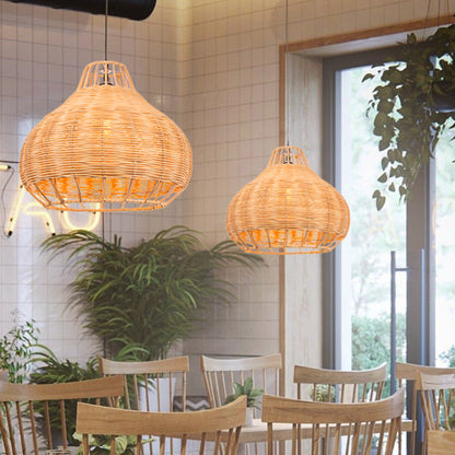 Hand-Woven Rattan Wicker Chandelier