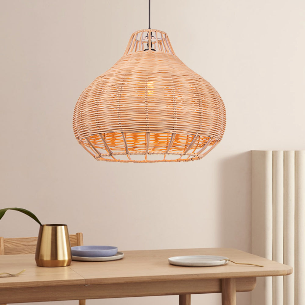 Hand-Woven Rattan Wicker Chandelier