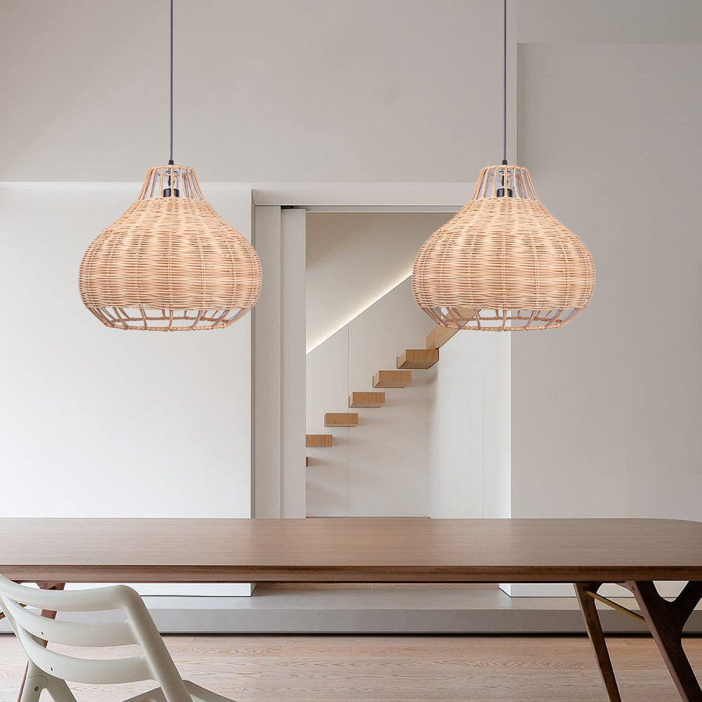 Hand-Woven Rattan Wicker Chandelier