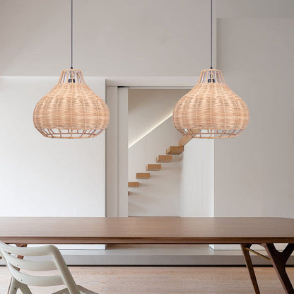 Hand-Woven Rattan Wicker Chandelier