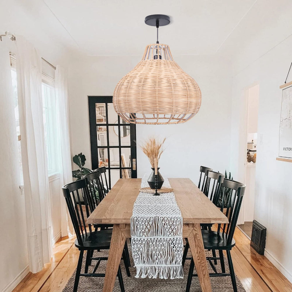 Hand-Woven Rattan Wicker Chandelier