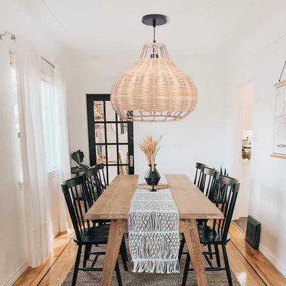 Hand-Woven Rattan Wicker Chandelier